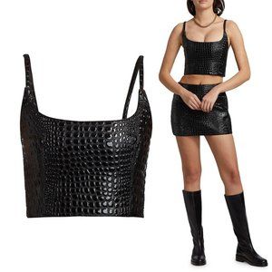 Mia Vesper croc- embossed Crop Top ~ black ~ size XS